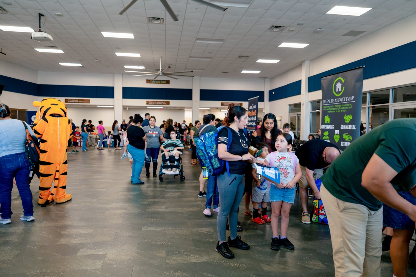 Families arriving at the L.F. Smith Elementary cafeteria